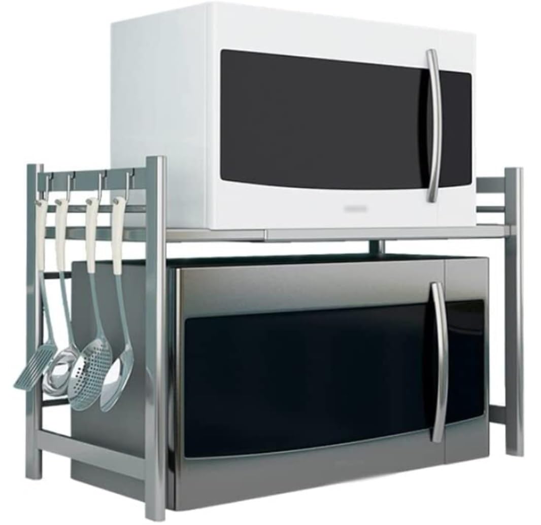 CHUOZI Kitchen Counter Shelf Microwave Stand Oven Rack Retractable Double Layer Countertop