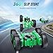 CoziBB Remote Control Car, RC Cars with Strip Lights and Headlight, 2 Hours Long Battery Life, 4WD Double-Sided 360° Flips Rotating Stunt RC Car Toys, Birthday Gift for Boys Girls (Green)