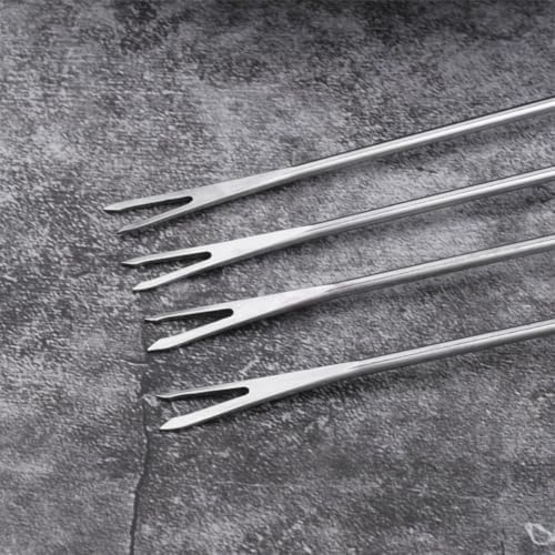 Kichvoe 8pcs Stainless Steel Dessert Fork with Heat-resistant Plastic Handle, Multi-purpose Cheese Fondue Fork for Hot Pot and Picnic Use, Black Color, Sturdy and Easy to Random Color - 5