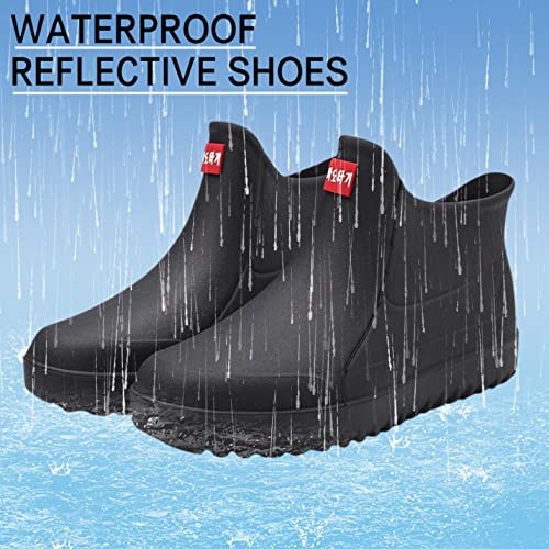 Hbeylia Short Rain Boots For Men Waterproof Garden Shoes Anti Slipping Platform Lightweight Ankle Rainboots Rubber Mid Calf Muck Mud Scrub Boots for Outdoor Work Gardening3