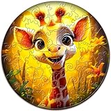 Aeekdook Wooden Puzzles for Kids Ages 4-6 - Giraffe Puzzle (11.4 x 11.4 in) - 50 Piece Puzzles for Kids - All Pieces Unique Shape - Gifts for Boys Girls Toddlers Ages 3-5 2-4 Year Old