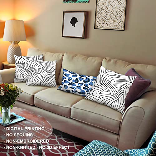 Shrahala Fashion Retro Decorative Pillow Covers 18X18 Set Of 2, Art Deco Pattern Black And White Cushion Case For Sofa Bedroom Car Throw Pillow Covers Cushion Cover, Square 18 Inches, Black Line #TOP2