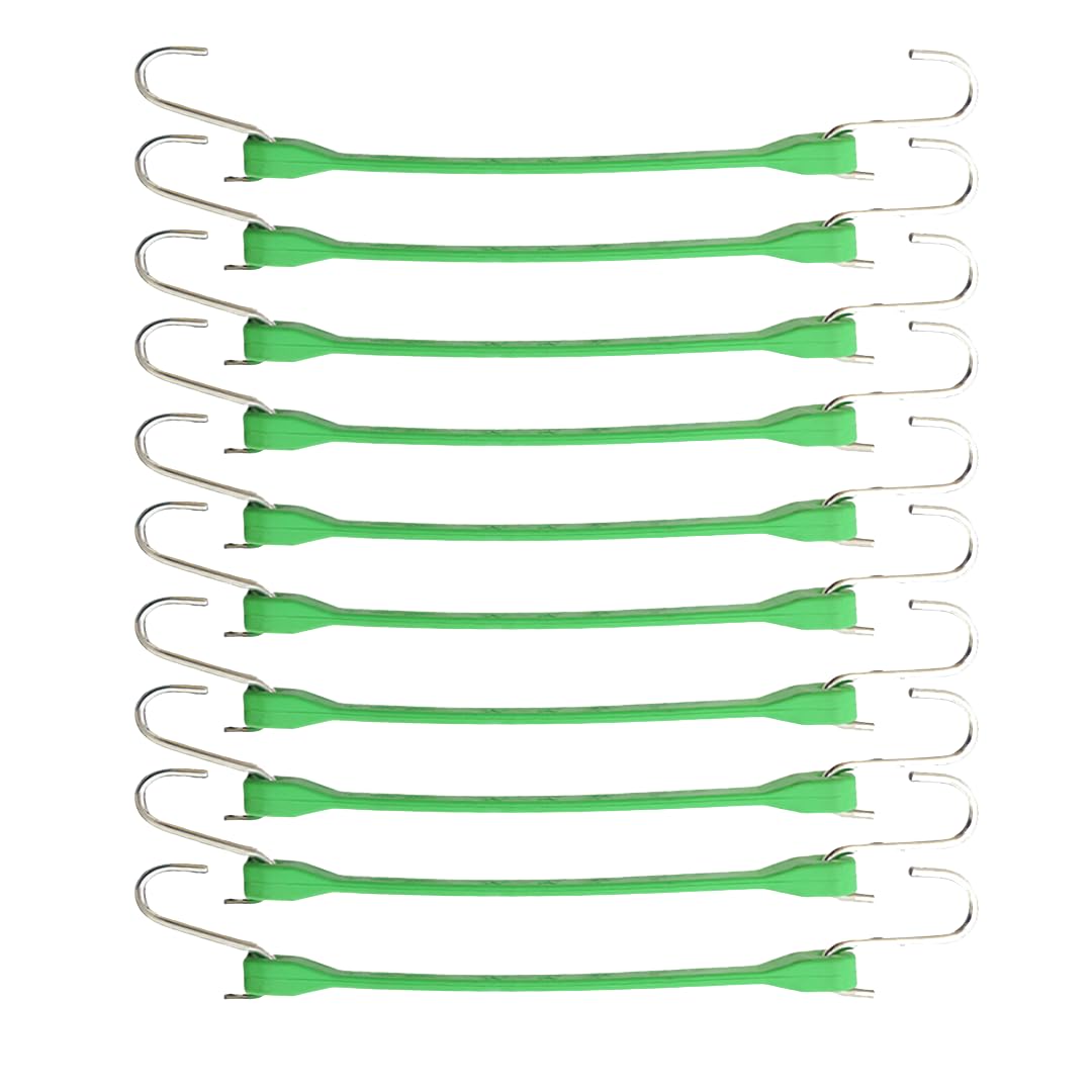 Boxer Lot de 10 tendeurs en caoutchouc vert de 25,4 cm – Sangles élastiques 100 % EPDM très résistantes avec crochets en S – 25,4 cm – Vert EPDM – Plus larges et plus solides