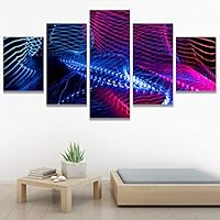 SIGNWIN 5 Panel Canvas Wall Art Abstract Colorful Hallway Industrial Lights Modern Artwork for Home Decorations Ready to Hang - 60