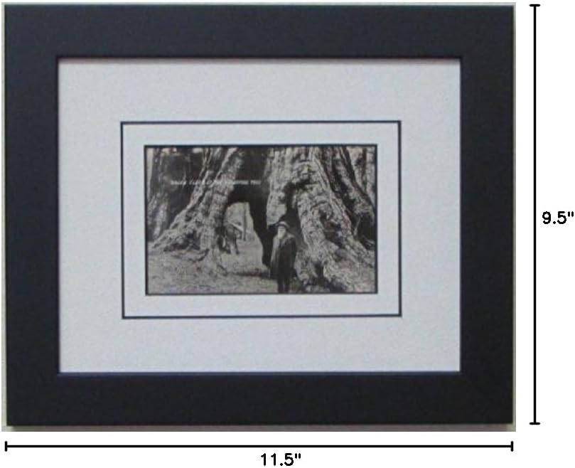 Post Card Frame for 3.5" X 5.5" Post Card Black Frame with White (Black Trim) Matting