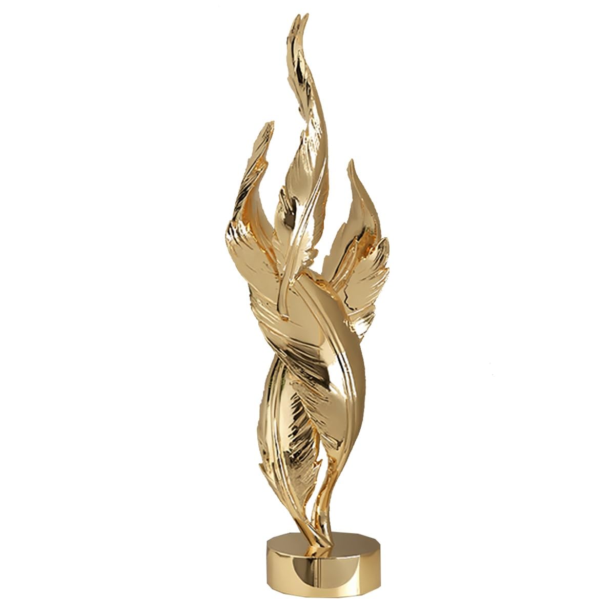 GHKryD statue, Abstract Feather Sculpture Decoration Resin Decor Modern Collectible Figurines(Gold)