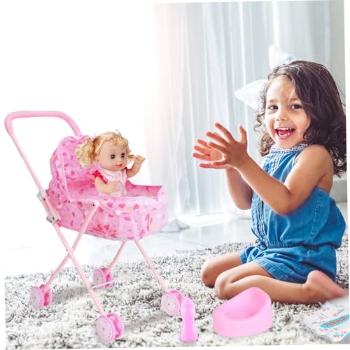 Cochecito de muñeca plegable interactivo con accesorios de simulación 2