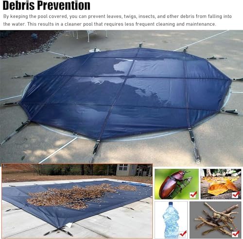 Bâche d'hiver robuste avec ancrages en laiton et kit d'installation – Solution de sécurité anti-poussière pour piscines creusées