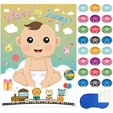 FEPITO Baby Shower Partido Juegos con 24 Pegatinas Chupete Cover