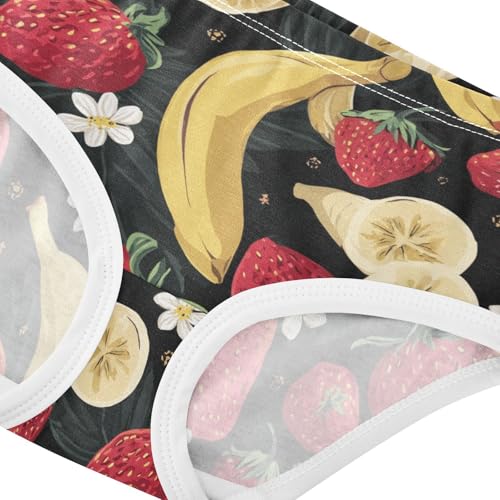 Wusikd Strawberries Girls' Underwear Cotton Bananas Girls Briefs Soft Toddler Underwear 2T4
