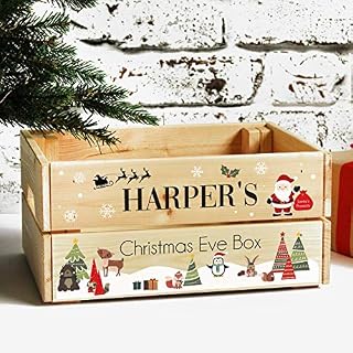 Personalised Children's Christmas Eve Crate, Wooden Christmas Eve Box For Kids