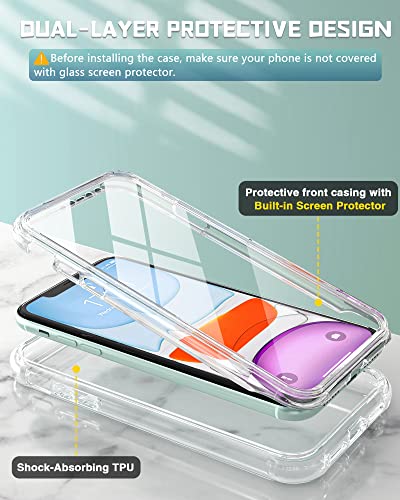 Skylmw Iphone 11 Case 2019 6.1 Inch,[Built In Screen Protector] Full Body Shockproof Dual Layer High Impact Protective Hard Plastic & Soft Tpu With Phone Bumper Tough Cover Cases For Women Men,Clear #TOP3