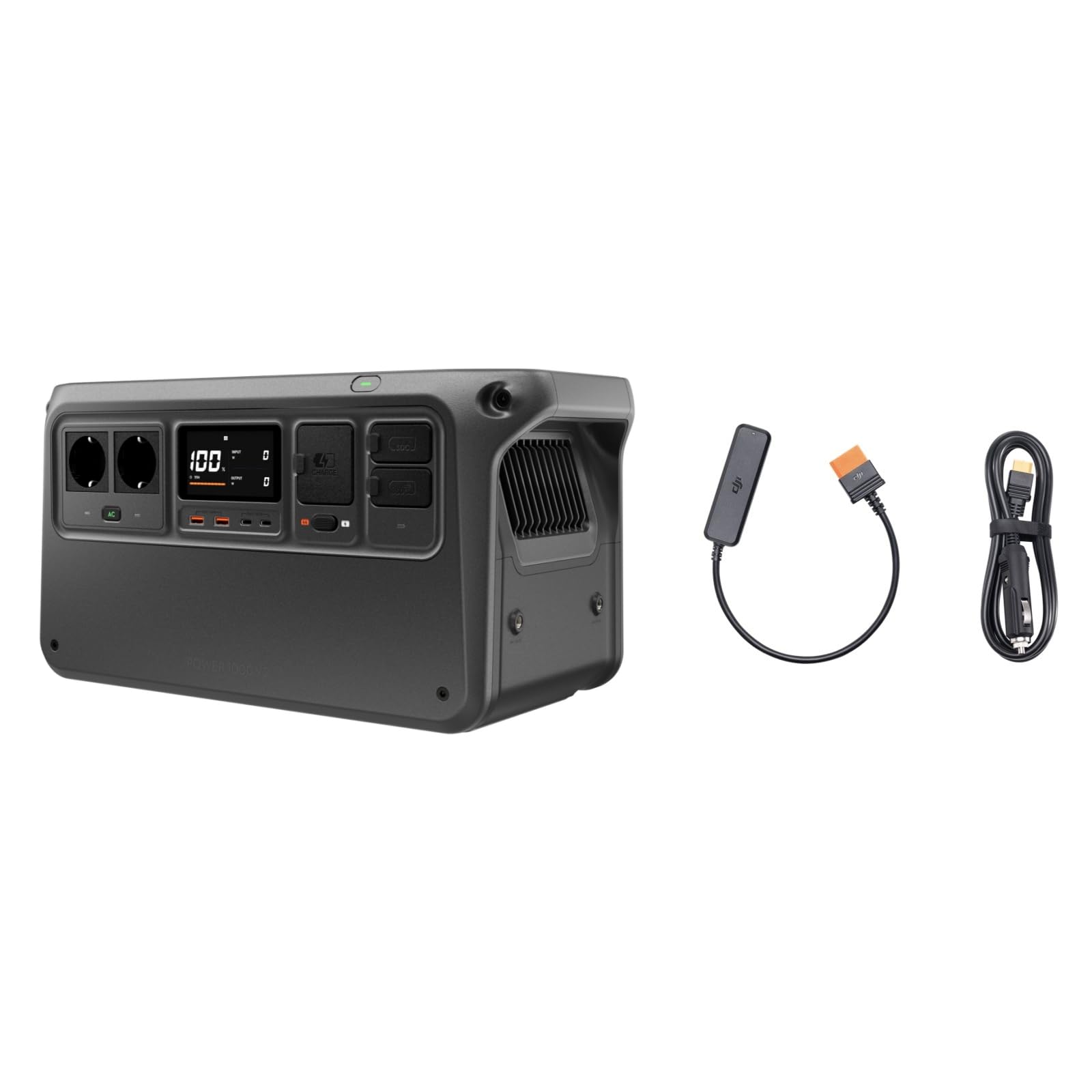 DJI Power 1000 V2 Station d'alimentation portable 1024 Wh, 2600 W avec câble de charge de voiture vers DC (12 V/24 V), charge rapide en 37 minutes. De 0% à 80%, générateur électrique pour le camping