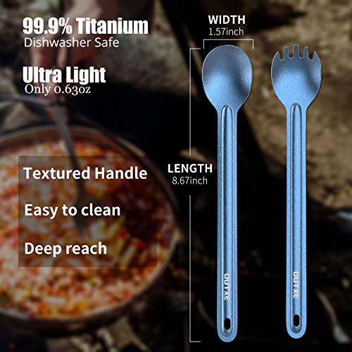 Image of OUTXE Ultralight Titanium Long Handle Fork and Spoon Set