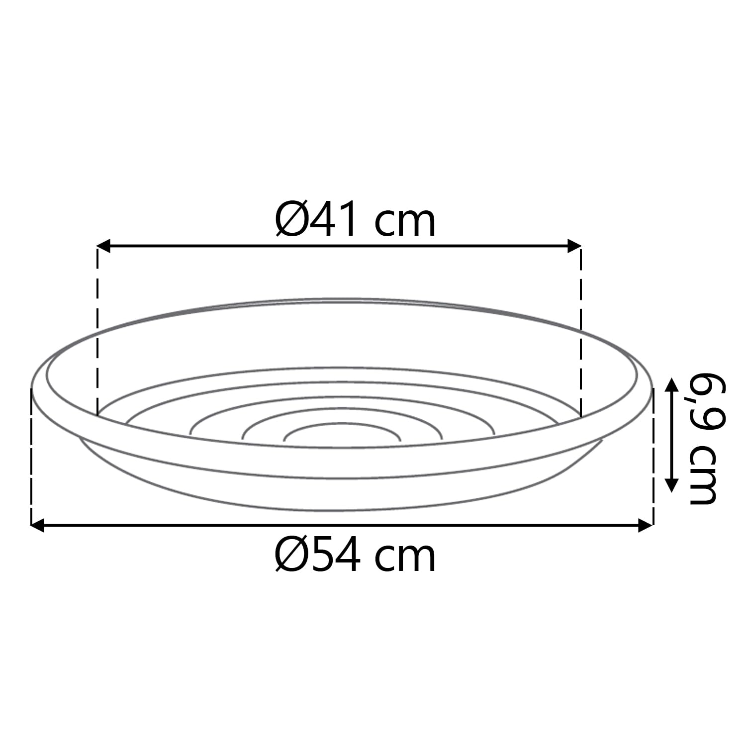 IMJ-Global Vaso con Sottovaso per piante Fiori DCE64-POD54 TERRA Tondo Ø64cm da interno esterno Nero 78 Litri Ø64x50 cm design Classico Fioriera in plastica da balcone Grigio Antracite