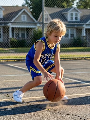 Image of Volunboy Kids Sports Shorts Sets Boys Jerseys Tracksuit 2 Piece Basketball Performance Tank Top and Mesh Shorts Set
