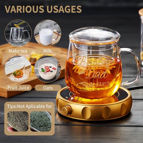 Taza de vidrio para té 500 ml con diseño Best Dad Ever miniatura 5