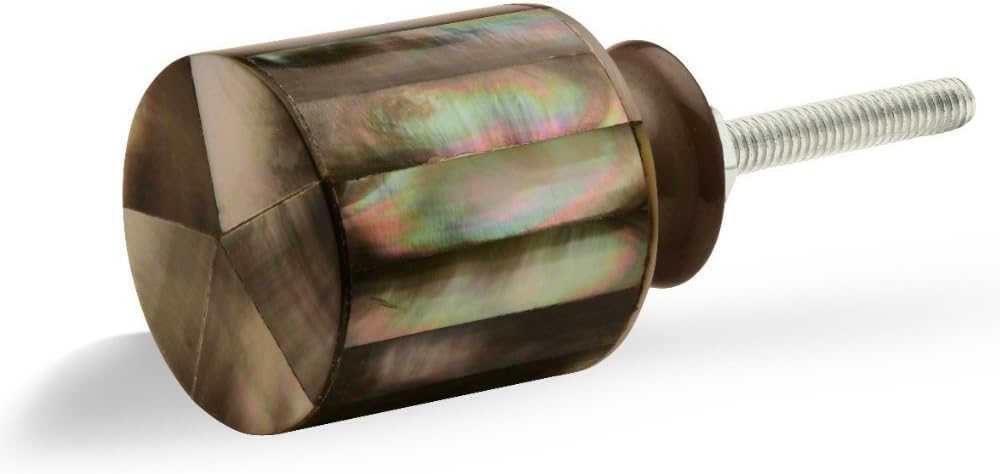 Set of 4 Cylindrical Black Mother of Pearl Cabinet Knobs