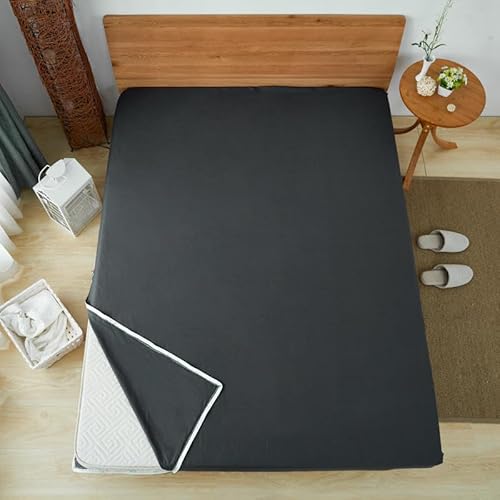 Coprimaterasso futon da pavimento con cerniera, tinta unita, copertura completa, lavabile, antipolvere e rimovibile, con cerniera, per materasso futon giapponese tatami (grigio scuro, 120 x 190 cm) Coprimaterasso futon da pavimento con cerniera, tinta unita, copertura completa, lavabile, antipolvere e rimovibile, con cerniera, per materasso futon giapponese tatami (grigio scuro, 120 x 190 cm)