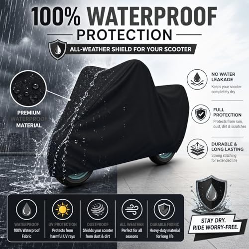 Image of Kayme Motorcycle Cover Waterproof Heavy Duty All Weather, Quad 4 Wheeler Cover Sun Rain Snow Protection (Mid-Black, Yameha R15 V4)