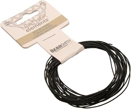 The Beadsmith Leather Cord Black .5mm Spool 5 Yards/4.5 Meters Indian Leather Thong Ideal for Braiding, Beading, Necklaces, Fine Lacing, Hair Accessories & DIY Jewelry Making