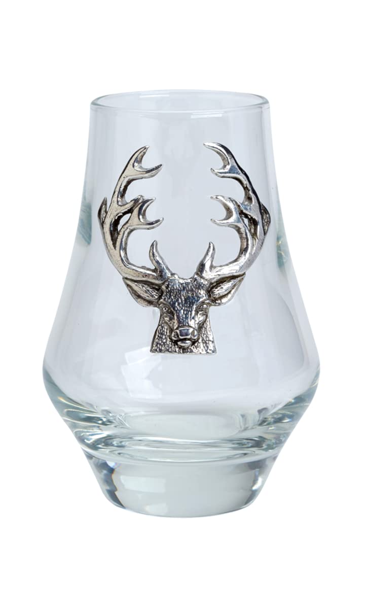 Charles Buyers Whisky Nosing Tasting Glass With Scottish Highland Stag Pewter Detail