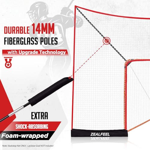 image for ZEALFEEL Lacrosse Backstop Net 14x10FT, Extra Large Coverage Lacrosse 