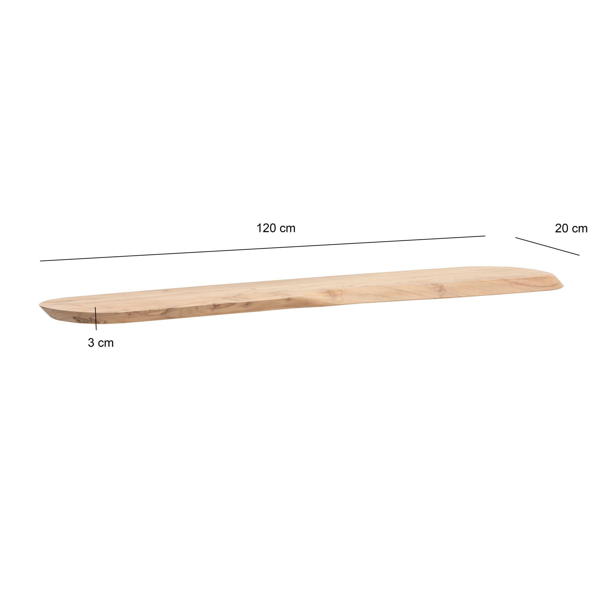 WOHNLING Étagère Murale 120 cm Acacia Massif, Étagère Flottante Organique