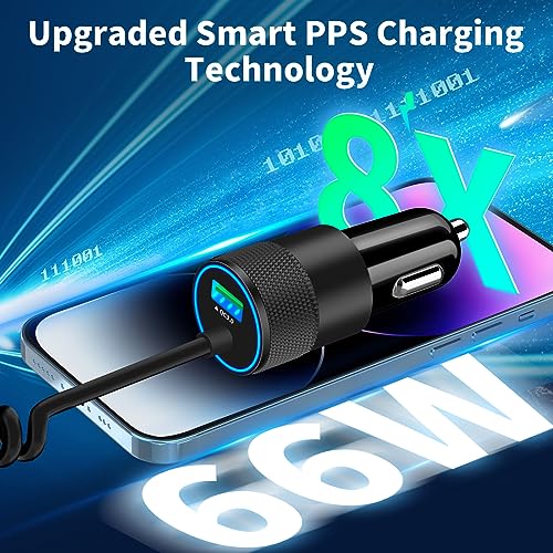 [Apple MFi Certified] iPhone Chargeur de voiture charge rapide, Braveridge 4.8A Double USB Adaptateur de chargeur de voiture pour allume-cigarette avec 6FT Câble en bobine de foudre pour iPhone 14 13 12 11 Pour/XS/XR/SE/X/iPad