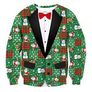 Lovekider Mens Ugly Christmas Sweater Novelty 3D Graphic Long Sleeve Junior Xmas Sweatshirt Size S-3Xl 3 Lovekider Mens Ugly Christmas Sweater Novelty 3D Graphic Long Sleeve Junior Xmas Sweatshirt Size S-3Xl