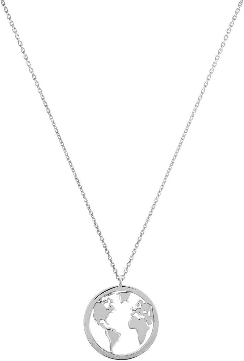 Gold World Map Pendant, 9K 14K 18K Gold Necklace, Yellow Gold, Earth Charm, Solid Gold Planet, Travel World Charm, Gift For Her/code: 0.003