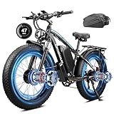 5000W Peak Electric Bike：52V E-bike is powered by two high performance brushless motors with 2500W peak power, delivering a breathtaking 5000W peak power. Single motor mode and dual motor mode can be switched by the red button on the handlebar.Top sp...