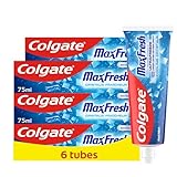 COLGATE - Max Fresh - Cristaux Fraîcheur Dentifrice Menthe Fraîche - Fraîcheur 10x Plus Longue - Lot de 6 tubes x 75ml