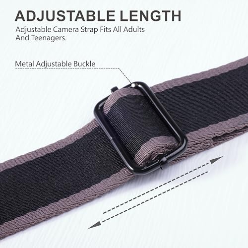 Image of Padwa Lifestyle Adjustable Camera Strap - 1.5 inch Full Grain Leather Ends Camera Straps for Photographers, Adjustable Neck Shoulder & Crossbody Cotton Strap Quick Release for Cameras and Binoculars