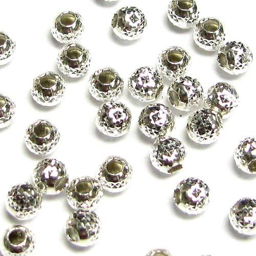 .925 Sterling Silver Round Pyramid Cut Corrugated Bead Spacer 2mm 3mm /Findings/Bright