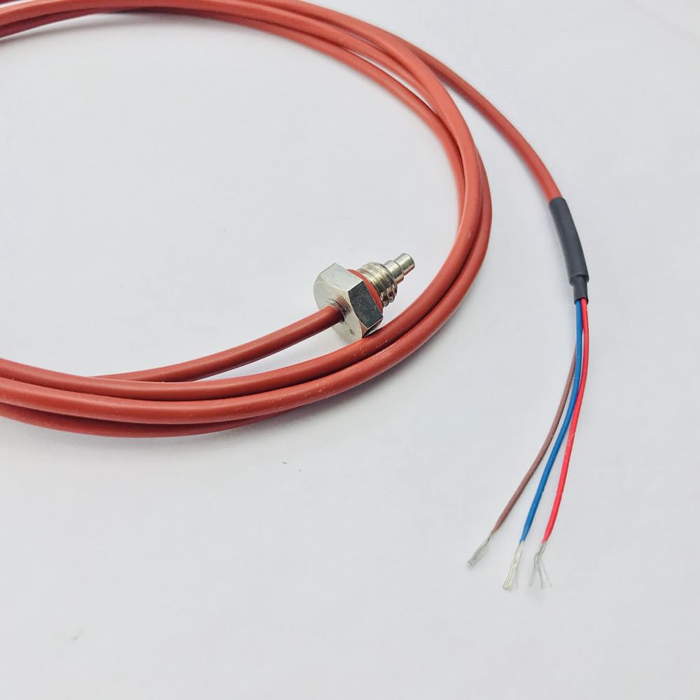 LBBCQVJK 1.5m PT100 Temperature Sensor 3 Wires with Coated Probe M8*1.25 Threaded Probe 0-180 Degrees