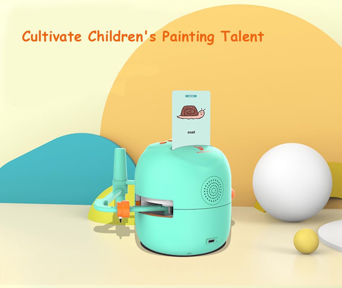 Interactive Drawing Robot for Children Boys Girls,Voice Interactive Educational Painting Toy with 100 Cards for 4 5 6 7 8 9 10 11 12 Years Old Kids Children's Day Birthday Christmas(Green)