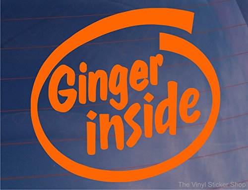 GINGER INSIDE Car Sticker Orange Funny Joke Van Bike Bumper Window Door Decal