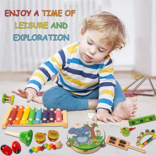 Kids Toyland Musical Instruments Sets For Toddlers Age 3-5, Wooden Percussion Instruments Toys Tambourine Xylophone For Kids Playing Early Learning Musical Toys For Boys Girls Gift (25Pcs) #TOP4