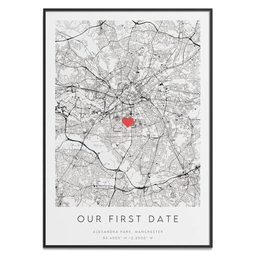 Our First Date Personalized Map Print – Romantic Anniversary Gift
