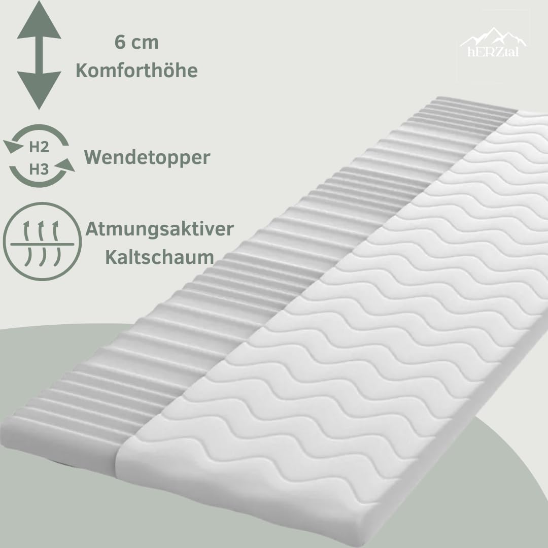 TV Star Matratzentopper 90x200cm – 6 cm Orthopädischer 7-Zonen Topper – Premium Wendetopper für Matratzen – Druckentlastend & Punktelastisch – ÖKO-TEX Zertifiziert – Made in Germany