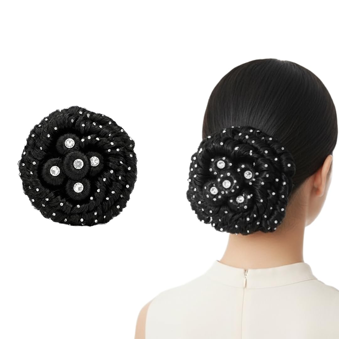 AHS Stone Juda Bun Natural Look Beautiful bun Style Hair Accessories For Bun Hair Styling Juda Bun Fashion Extension (Black)-image-12