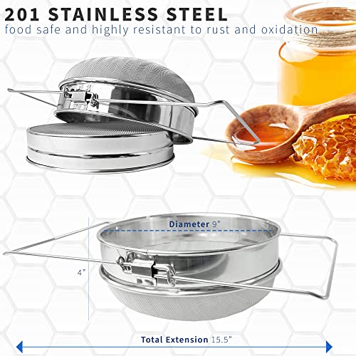 Vivo Stainless Steel Honey Strainer Double Sieve, Bee Keeping Equipment Filter Bee-V101H #TOP2