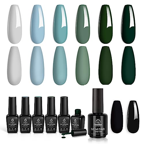 Set de esmaltes en gel Beetles Blue Green 6 colores 15ml miniatura 1