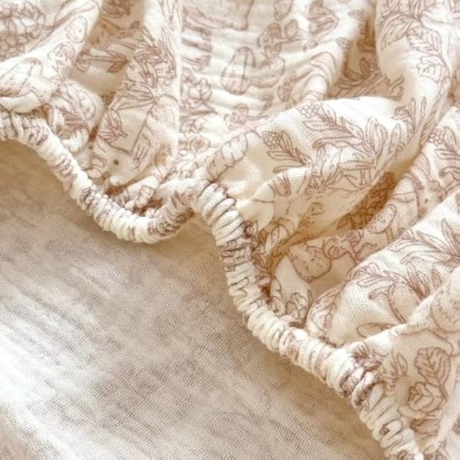 BuLuTu 2 Pack Floral Print Crib Sheets 52x28 for Boys Girls, Muslin Cotton Fitted Sheets for Standard Crib and Toddler Mattress, Soft Breathable Toddler Sheets, Camellia & Forest