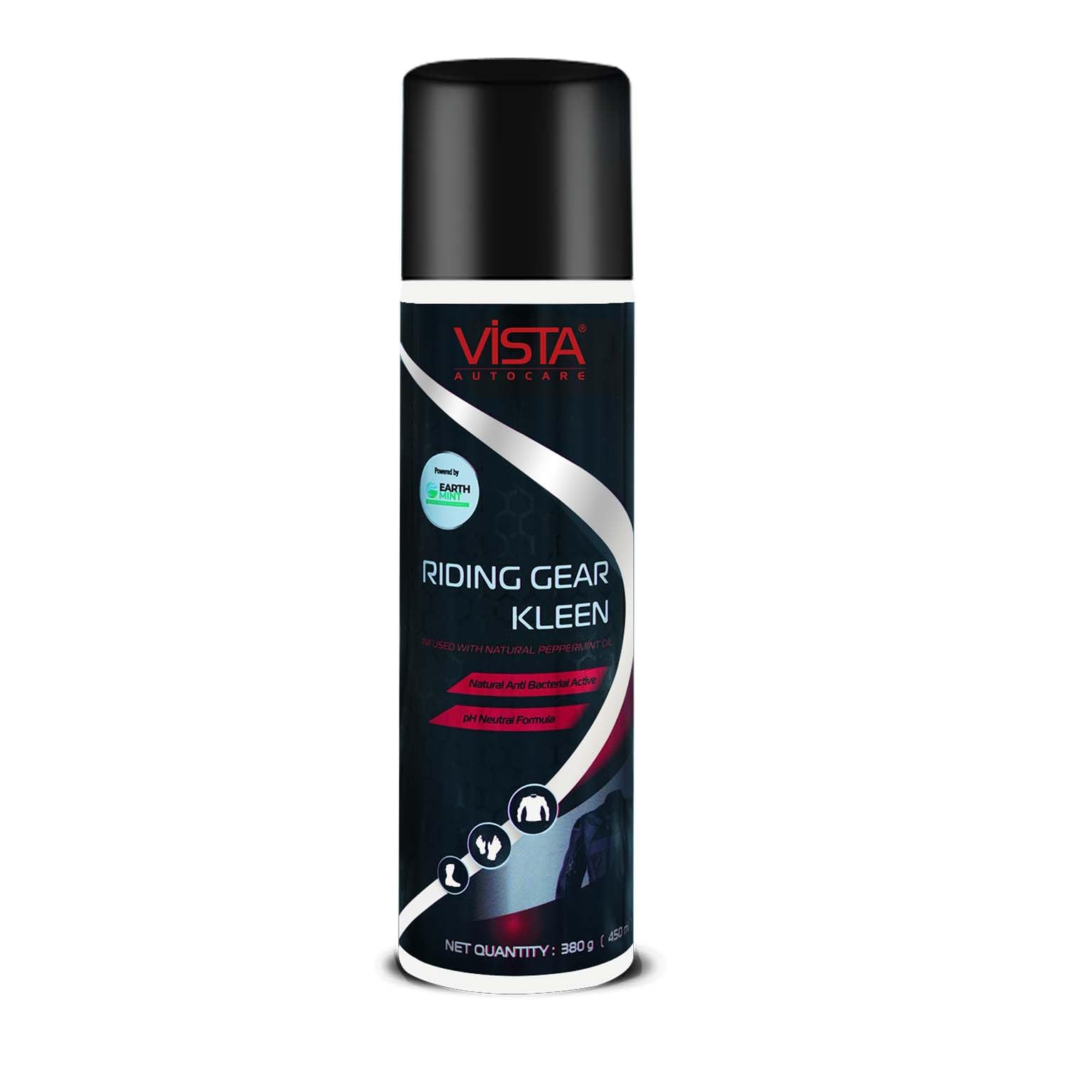 Vista Auto Care Riding Gear Kleen 450 ml | Riding Gear Cleaner Foam Spray | Antibacterial | For Bike Helmet, Jackets, Pants, Gloves, Shoes | Removes Dirt & Odor | Refreshing Mint Fragrance