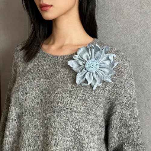 Image of Dainty Satin Fabric Flower Brooches Pin Burnt Edge Black Daisy Brooch Pin Elegant Lapel Pins Christmas Brooches Pin Dress Skirt Scarf Hat Pins Accessories Wedding Party Gift 4IN