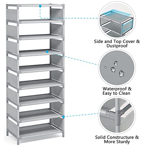 Tribesigns Vertical Shoe Rack, 9 Tiers Narrow Shoe Shelf 18 Pairs Slim Shelf For Shoes Narrow Shoe Rack For Small Space #TOP5