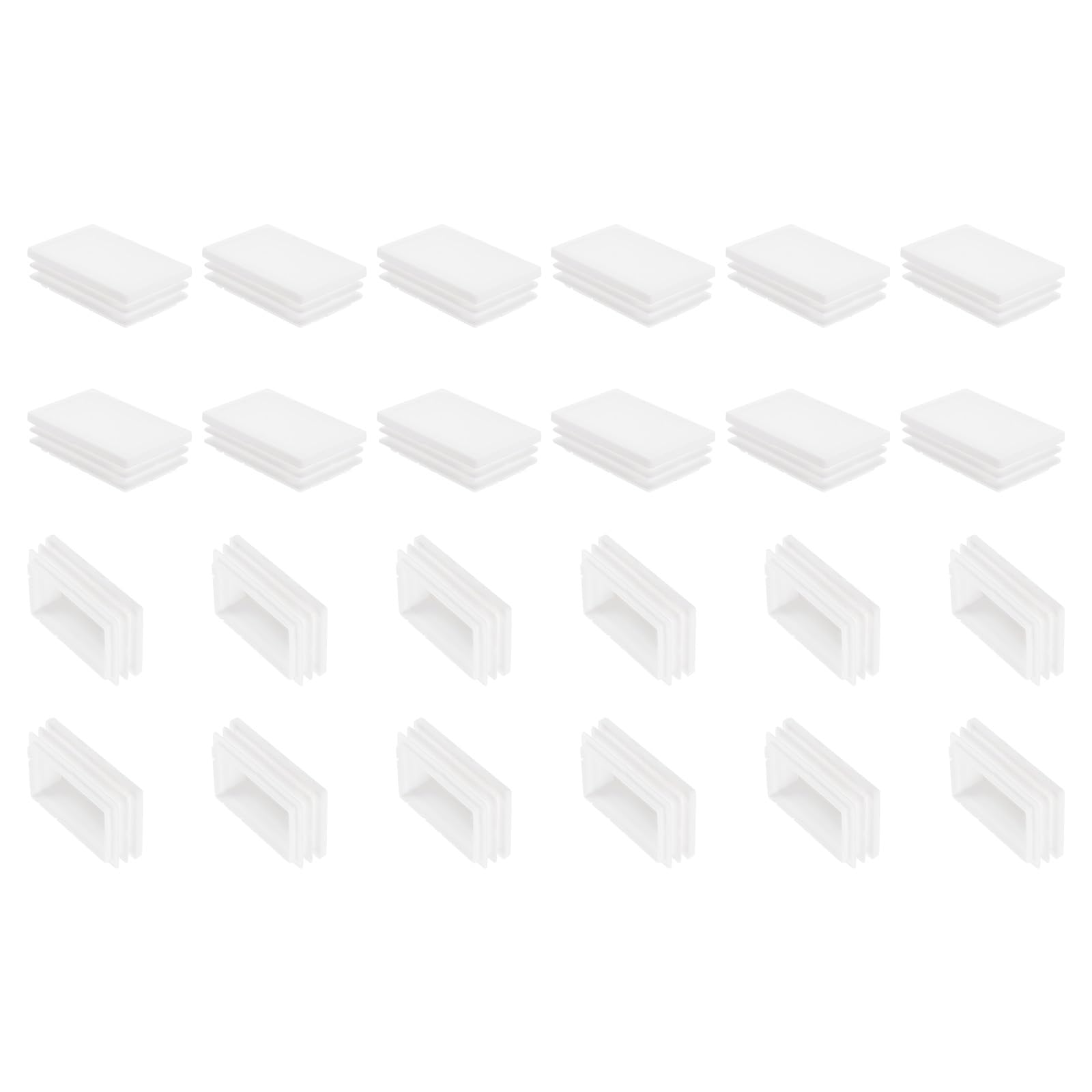 PATIKIL Tapones para Tubo Rectangular, 24 Pcs 60x40mm Tapones Laminares de Plástico Rectangular, para Patas de Silla, Mesas, Tubos de Metal, Tapones de Herrajes, Blanco