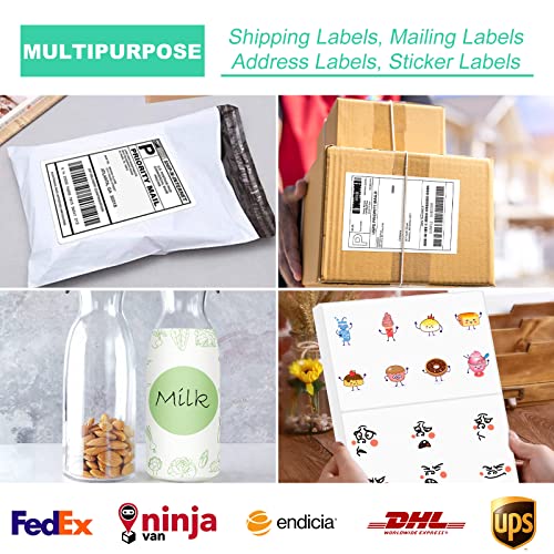 Image of Half Sheet 8.5x5.5inch Shipping Mailing Label 200 Counts, 2 Labels Per Sheet 8.5 x 11 for Laser & Inkjet Printer, Permanent Adhesive Label Square Corner (100 Sheets)